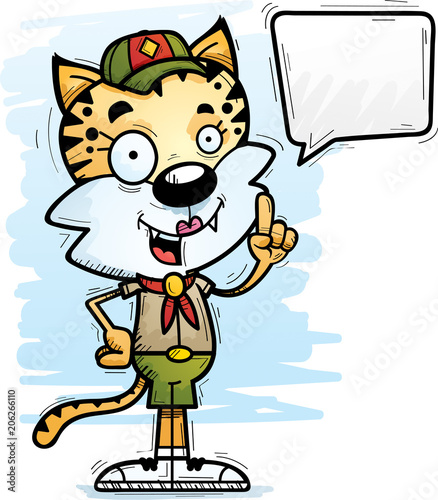 Cartoon Female Bobcat Scout Talking