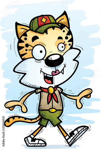 Cartoon Female Bobcat Scout Walking © corythoman