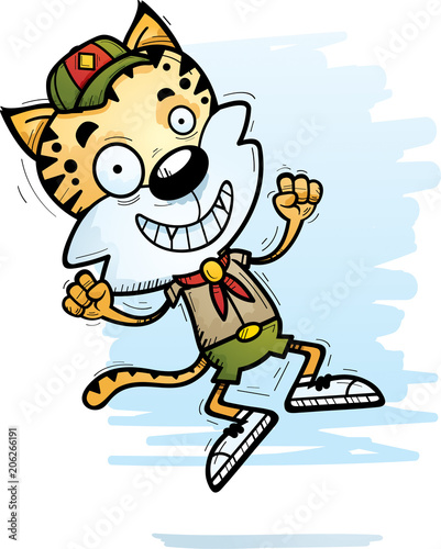 Cartoon Male Bobcat Scout Jumping © corythoman