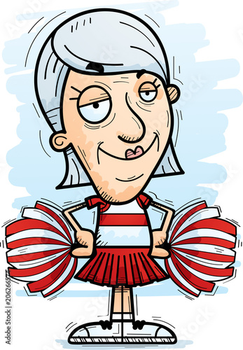 Confident Cartoon Senior Citizen Cheerleader