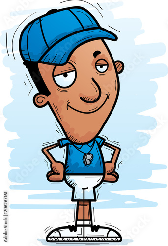 Confident Cartoon Black Man Coach