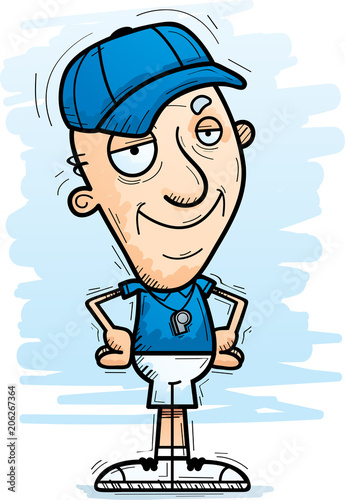 Confident Cartoon Senior Coach