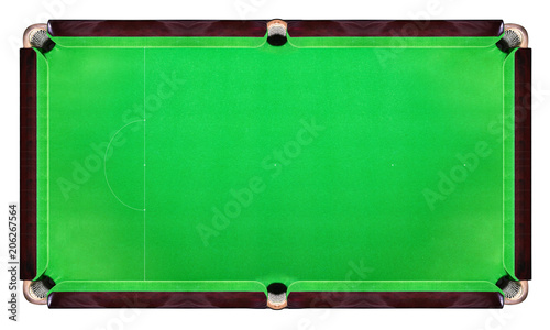 Green snooker table top view