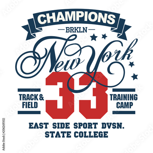 Sport wear typography emblem, t-shirt stamp graphics