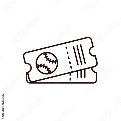 Baseball or softball ticket thin line icon on isolated background. Base ball card sign, symbol, pictogram, design element in outline style.