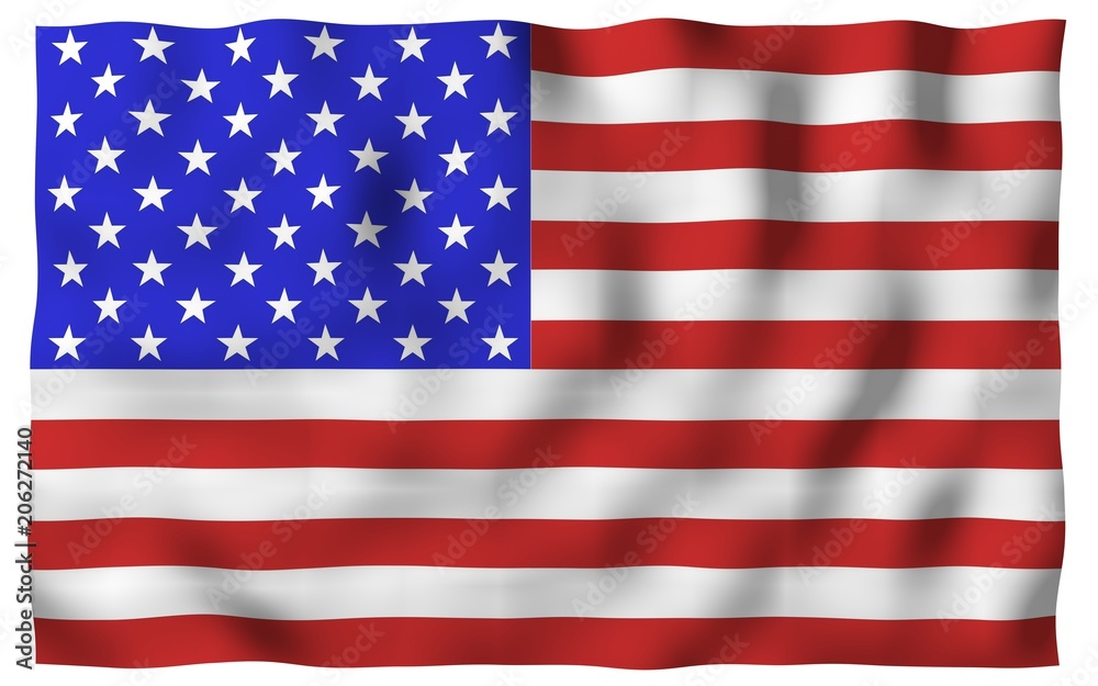 Waving flag of the United States of America. Stars and Stripes. State symbol of the USA Waving flag of the United States of America. Stars and Stripes. State symbol of the USA