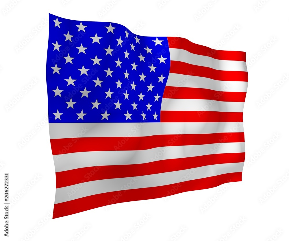 Fototapeta premium Waving flag of the United States of America. Stars and Stripes. State symbol of the USA