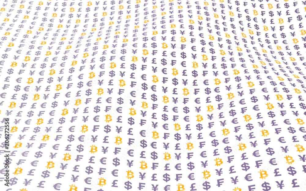 Bitcoin background. Cryptocurrency 3D illustration. Wave effect, currency market fluctuations. Digital currency symbol. Business concept Bitcoin background. Cryptocurrency 3D illustration. Wave effect, currency market fluctuations. Digital currency symbol. Business concept