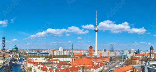 Photography Central Berlin on a bright day in Spring, including river Spree and television t