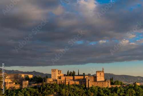 Coucher de soleil sur la Alhambra de Granada