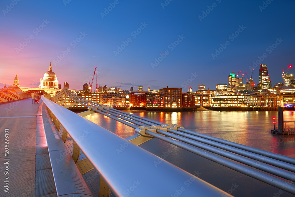 Millennium Bridge leading to Saint Paul's Cathedral in central London