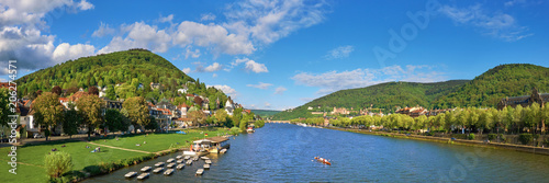 Panoramic view of Heidelberg and Neckar river taken from Karl Theodor Bridge