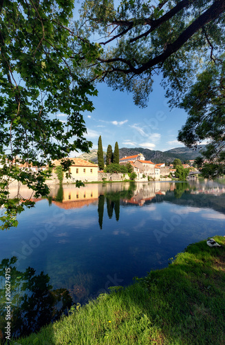 View of Trebinje old town with reflection in river