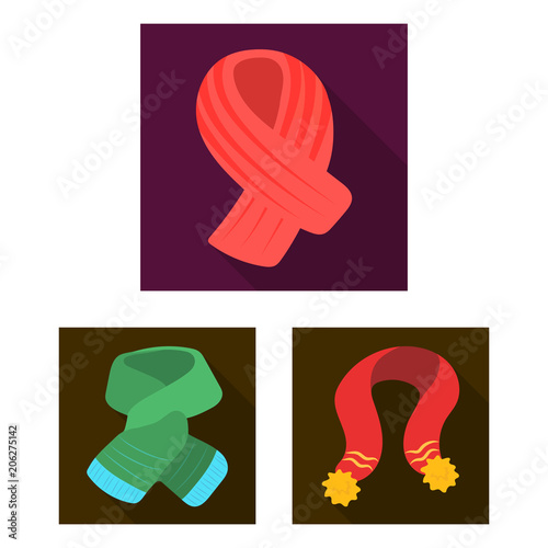 Scarf and Shawl flat icons in set collection for design.Clothes and Accessory vector symbol stock web illustration.