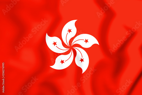 3D Flag of Hong Kong. photo