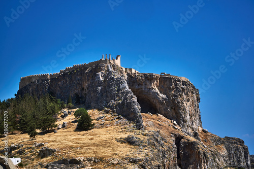 Ruins of the medieval Lindos castle at the top of the .