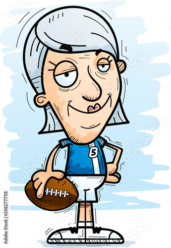 Confident Cartoon Senior Football Player