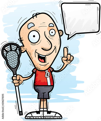 Cartoon Senior Lacrosse Player Talking