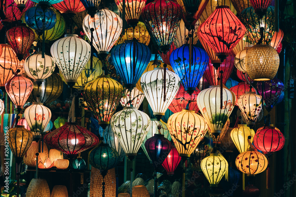 Beautiful lantern in Hoi An old town. Royalty high-quality stock image of very much lantern for sale and decoration in Hoi An. Hoi An, once known as Faifo and noted as a UNESCO World Heritage Site
