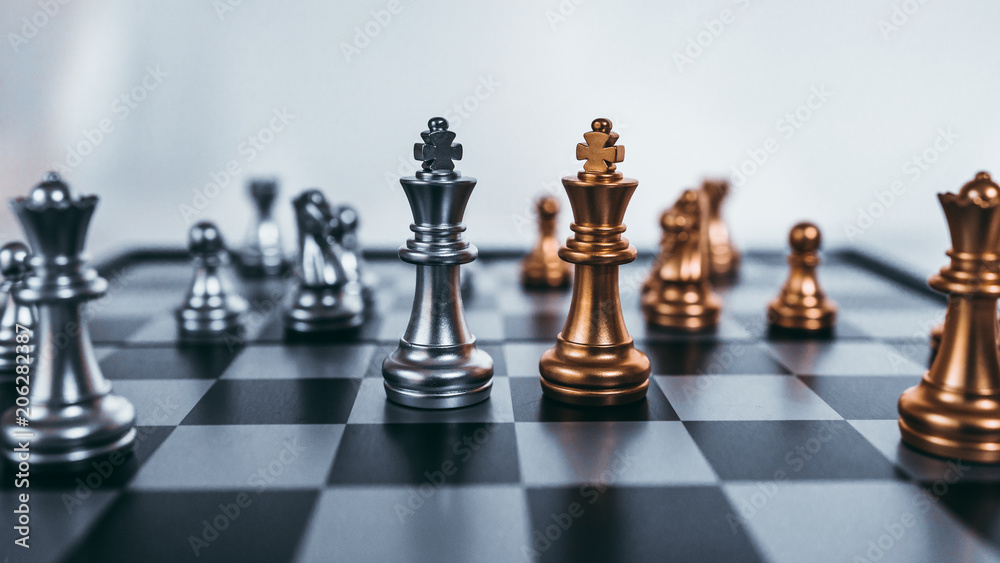 Chess board game concept of business ideas and competition and strategy plan success meaning.