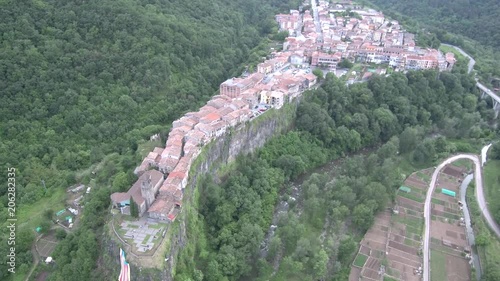 Catalonia. Aerial view in Castellfollit de la Roca. Spain. 4k Drone Video