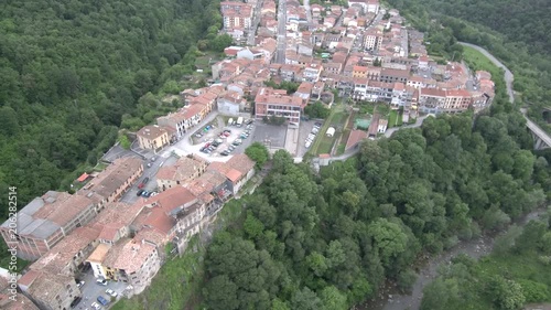 Catalonia. Aerial view in Castellfollit de la Roca. Spain. 4k Drone Video