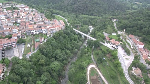 Catalonia. Aerial view in Castellfollit de la Roca. Spain. 4k Drone Video