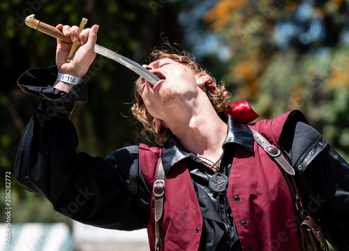 Sword Swallower Performs at Pirate Festival Swallow photo