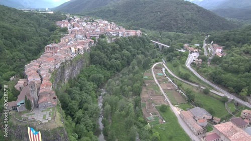 Castellfollit de la Roca, village of Catalonia,Spain. Drone Footage photo