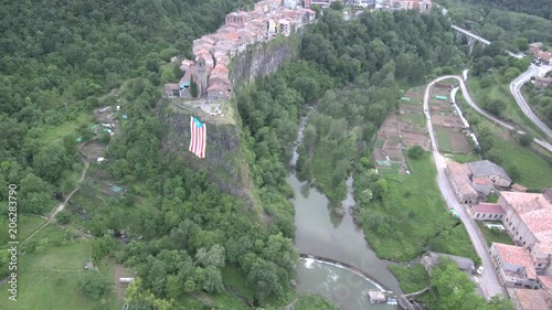 Castellfollit de la Roca, village of Catalonia,Spain. Drone Footage photo