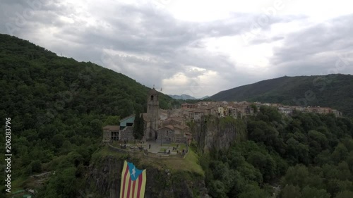 Castellfollit de la Roca, village of Catalonia,Spain. Drone Footage