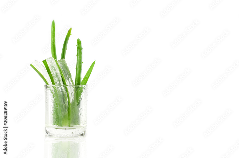 Peel Aloe Vera leaves shows transparency gel inside. Peel Aloe Vera leaves shows transparency gel inside.