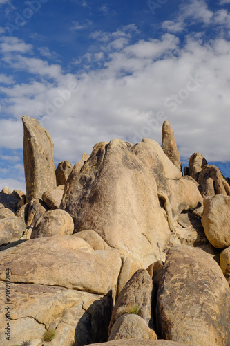 Rocky weathered granite rocks and spires of The Alabama Hills in the Eastern Sierra Nevada Mountains of California