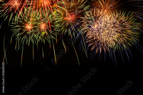 Fireworks celebration and the night sky background.