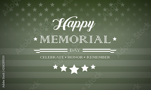 Happy Memorial Day typography military green style vector