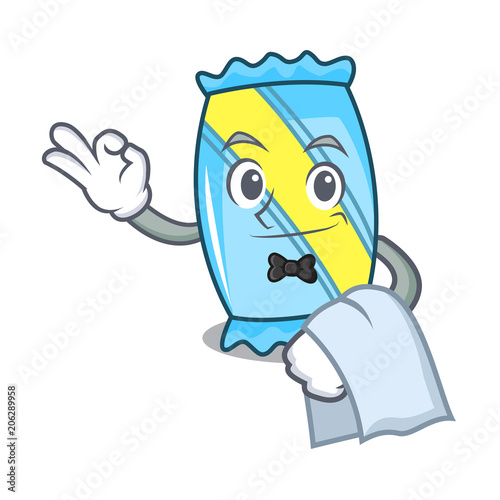 Waiter candy mascot cartoon style