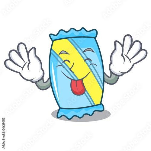 Tongue out candy mascot cartoon style