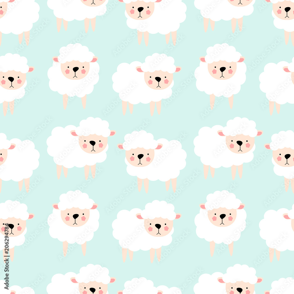 Cute seamless background with white sheep Cute seamless background with white sheep