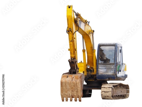 Excavator on a white background in an Isolate for design purposes.