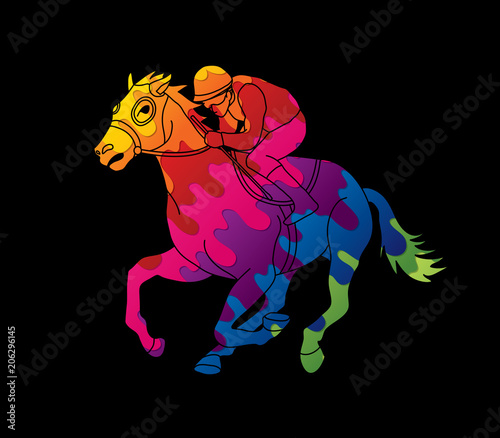 Horse racing ,Jockey riding horse, design using colorful graphic vector.