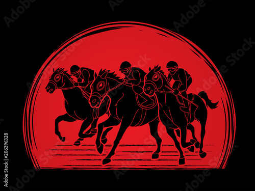 Horse racing ,Jockey riding horse, design on sunlight background graphic vector.