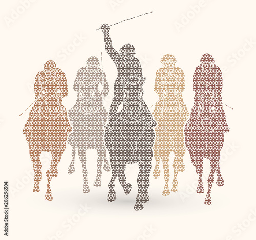 Horse racing ,Jockey riding horse, design using geometric pattern graphic vector.