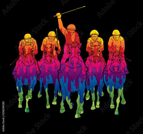 Horse racing ,Jockey riding horse, design using colorful graphic vector.