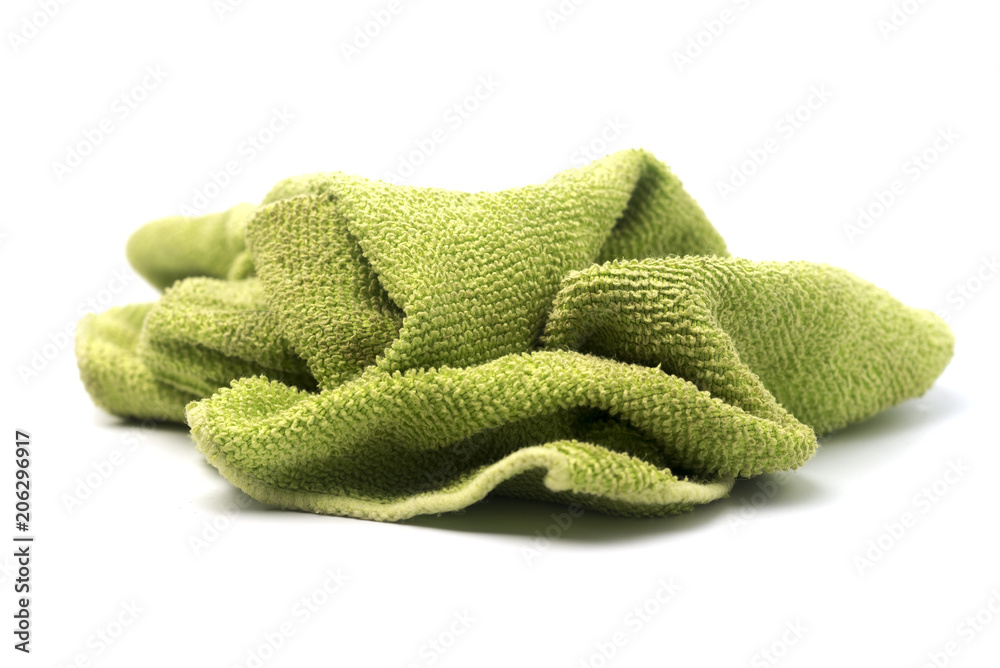 Fototapeta premium green microfiber cloth isolated on white background