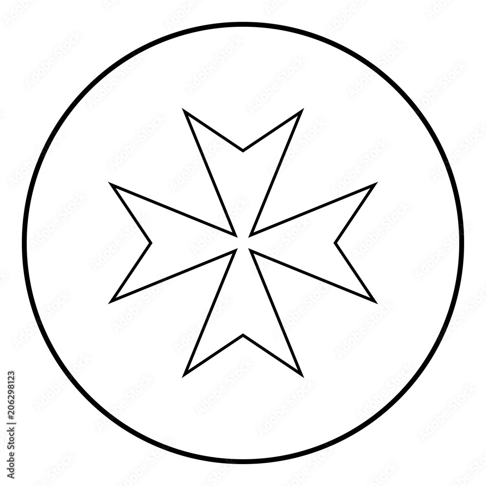 Fototapeta premium Maltese cross icon black color vector illustration simple image