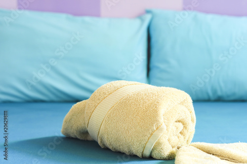 towel on the bed in the bedroom © nitimongkolchai
