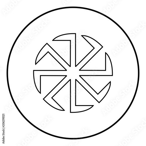 Slavic slavonis symbol Kolovrat sign sun icon black color vector illustration simple image