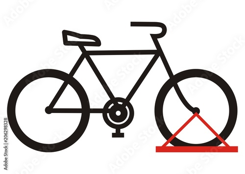 bicycle stand, black silhouette, vector icon,parking for wheel