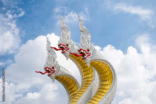 King of NAGA at wat muang, Wiset Chaichan, Angthong, Thailand. 