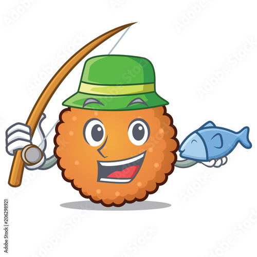 Fishing cookies mascot cartoon style